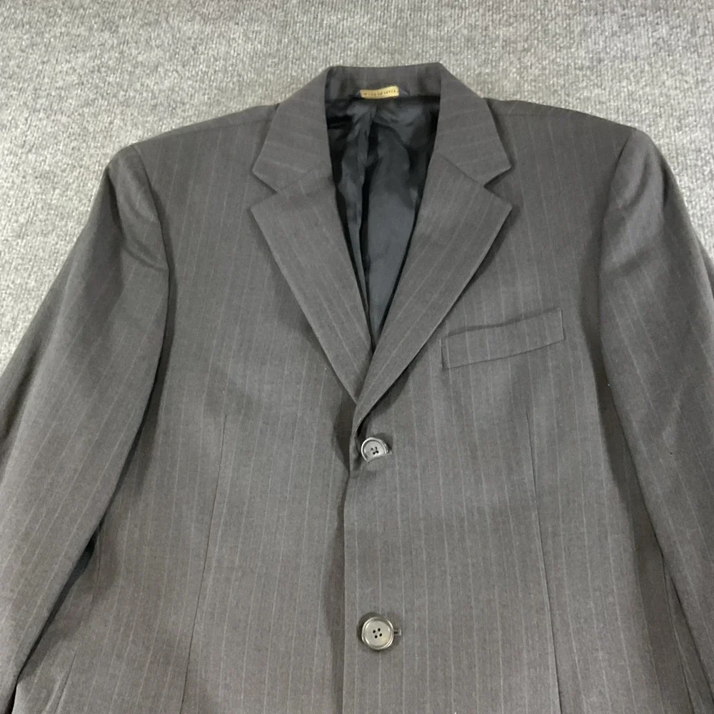 Banana Republic Modern Mens Blazer 42L Wool Charcoal Gray Pinstripe 3 Button Sui